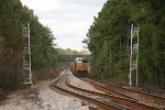 CSX 5416 waits for green with a line of autoracks